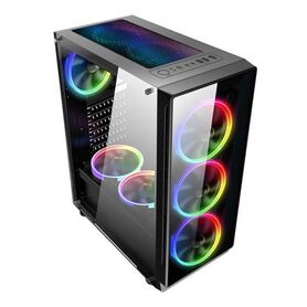 NaviaTec Vortex V3 Gaming case with 4x RGB Fans Real Glass Side